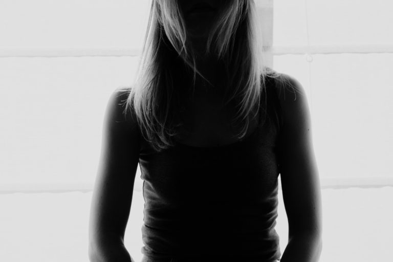 Black and white image of a woman